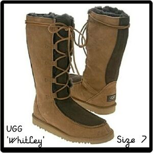 UGG Tan and Black Lace-Up Winter Boots